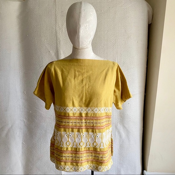 Vintage 60s 70s Embroidered Boho Hippy Tunic Top - Picture 2 of 8